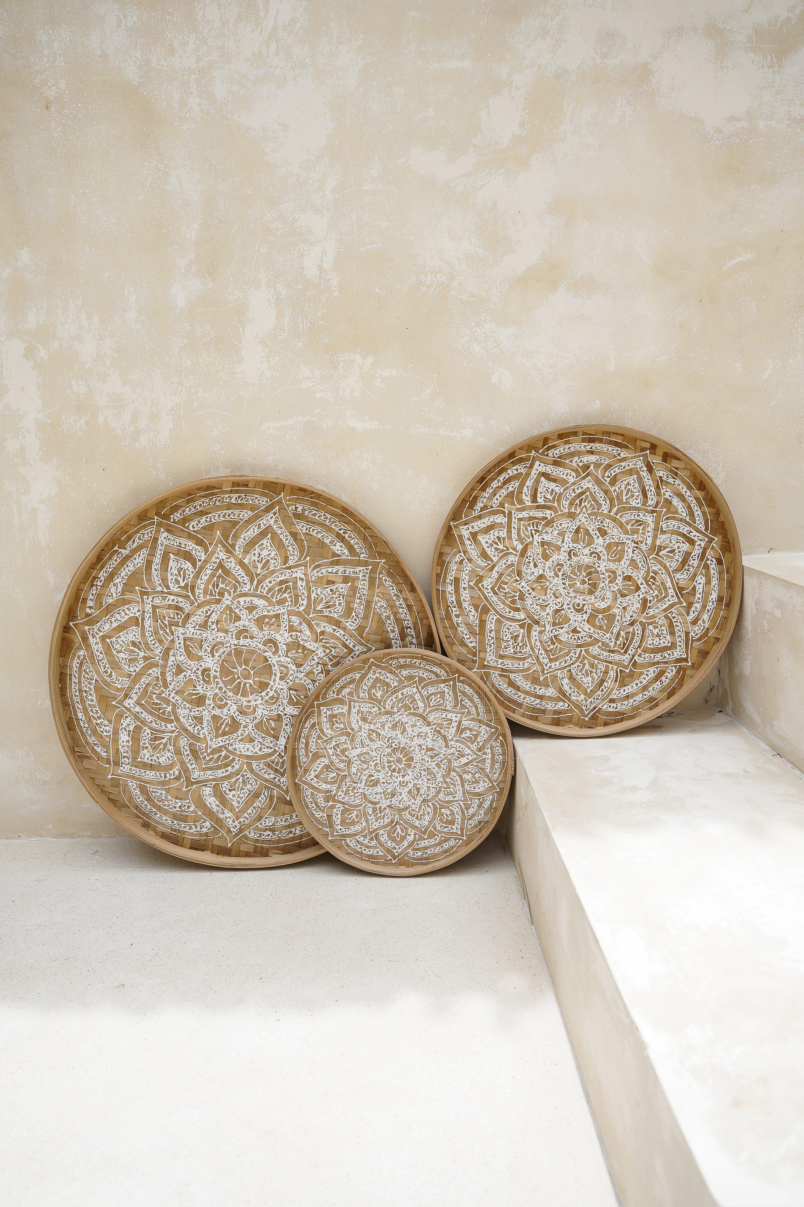 wanddecoratie in boho-stijl voor slaapkamer, 4 x ronde wanddecoratie in boho-stijl voor slaapkamer, 4 x ronde