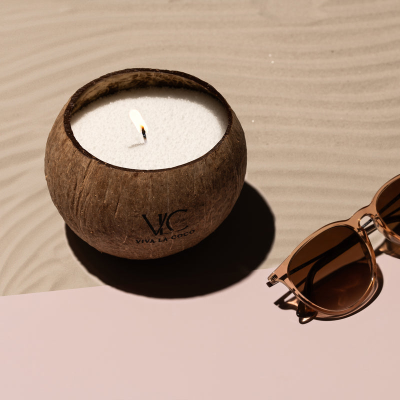 Kokosnoot kaarsenhouder voor kaarsenzand