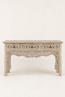 The Aruna Console Table | Handgesneden Teakhouten Sidetable 150 cm