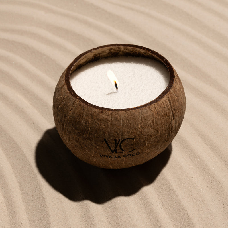 Kokosnoot kaarsenhouder voor kaarsenzand