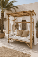 Pre-order | Luxe Teakhouten Daybed met Gordijnen – 200x100x200 cm